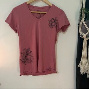 Pact Mauve Floral Short Sleeve Tee